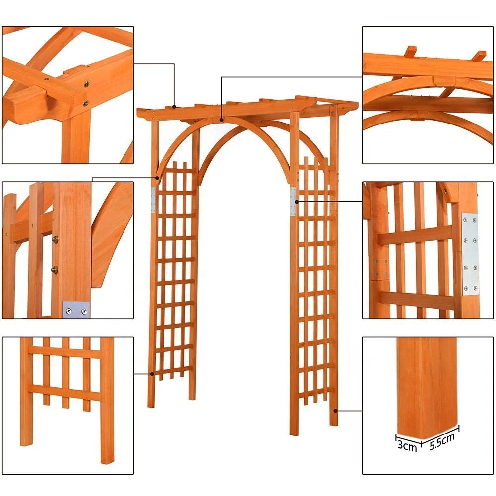 Wood Arbor Arch Trellis Wooden Garden Arbor Wedding Climbing Planting Garden Patio Greenhouse Bridal Party Decoration