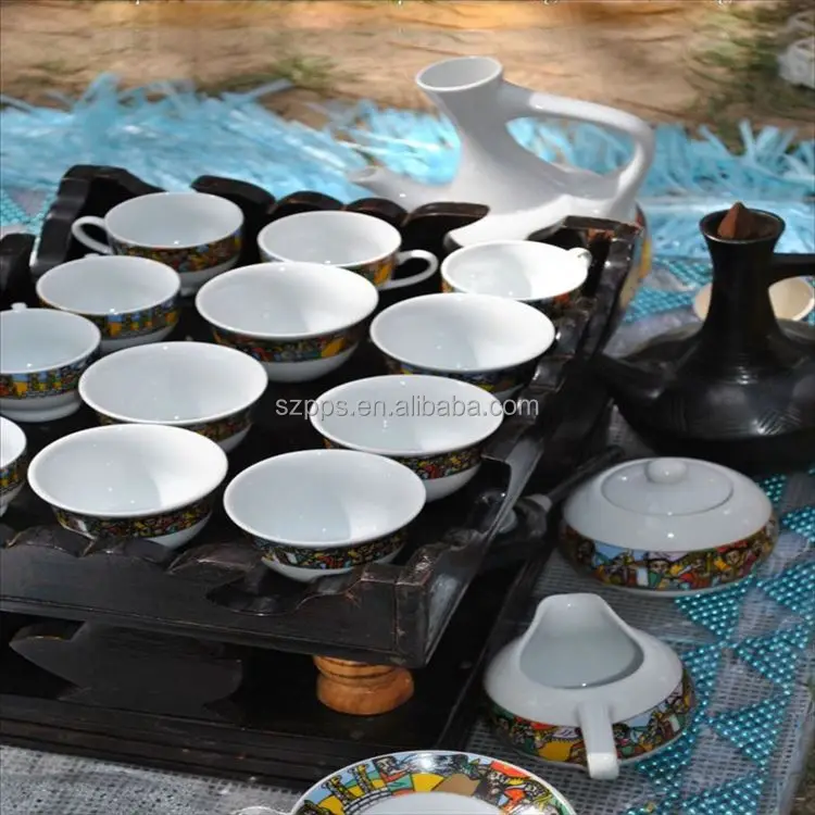 28pcs Jebena ceramic Ethiopian coffee Set cawa cup set for saba coffee