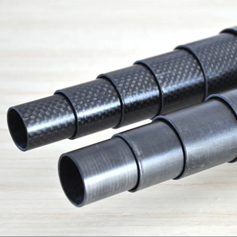 Carbon fiber telescopic pole for swimming pool maintenance pole