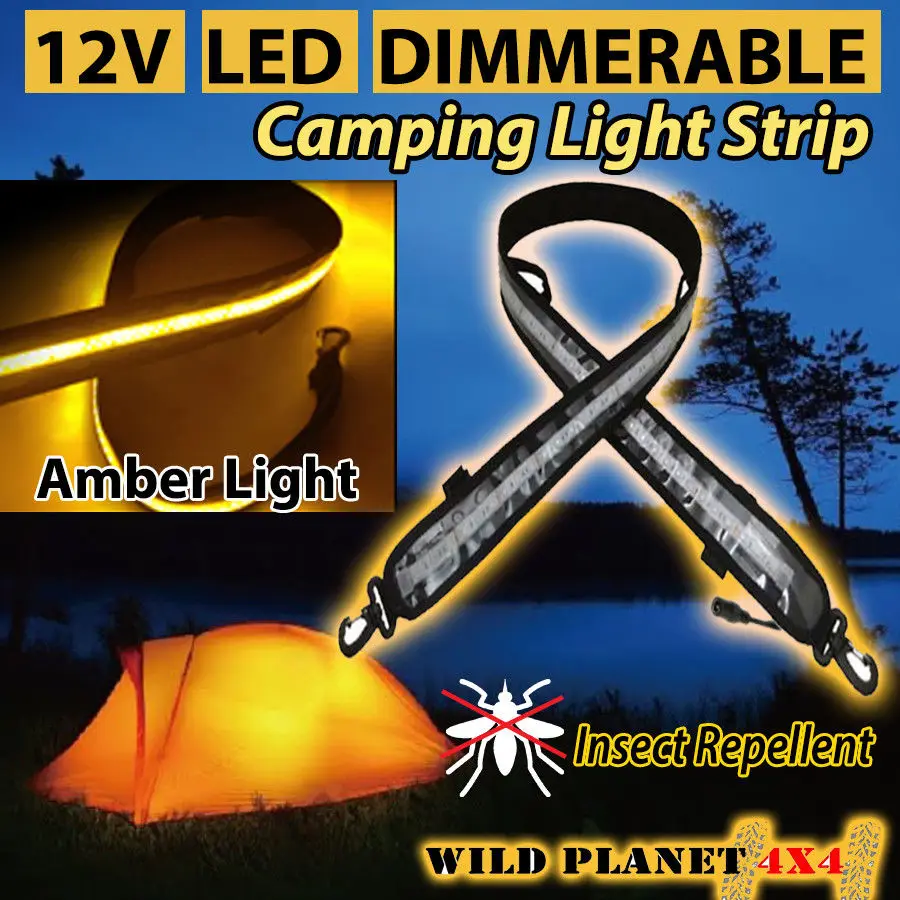 DC12V Waterproof  Dual color Amber + White LED Flexible Camping Strip Light Kit Tent Lighting Bar