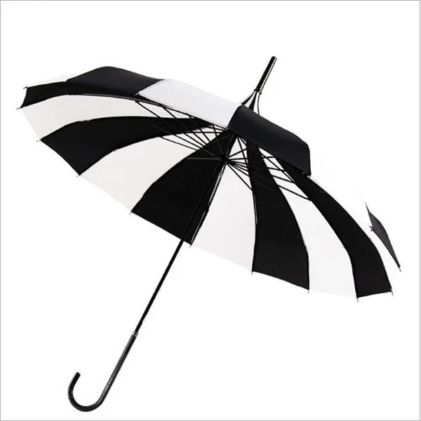 Umbrella Black And White Women Big Classical Windproof Tower Pagoda Rain Umbrel