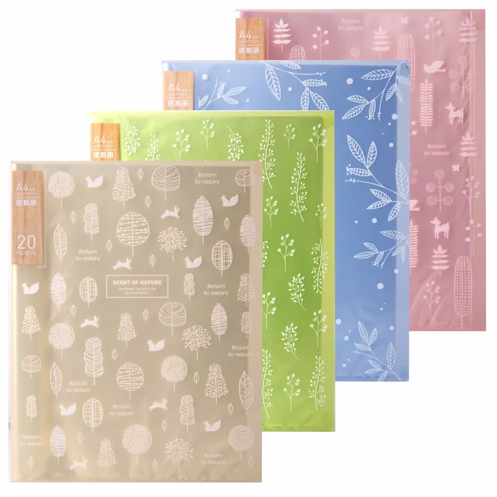 40 Pockets Information Booklet A4 Cartoon File Folder Kawaii Like Gift COLOR RANDOM 1pcs/package Expanding File Folder