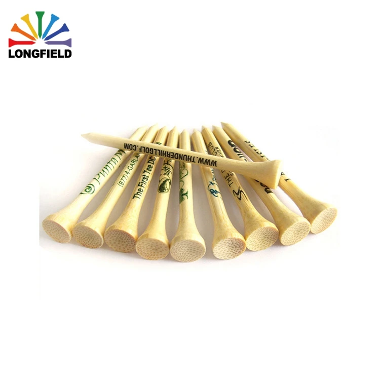 
70mm Natural Circle Print Unique Custom Bamboo Golf Tee Set 