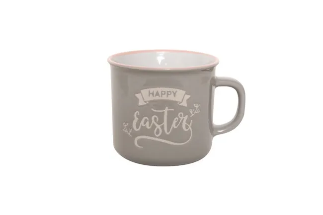 HG86-247 high quality emaille tasse promotional ceramic cup for easter goods 10OZ printed custom enamel mug with Easter decal