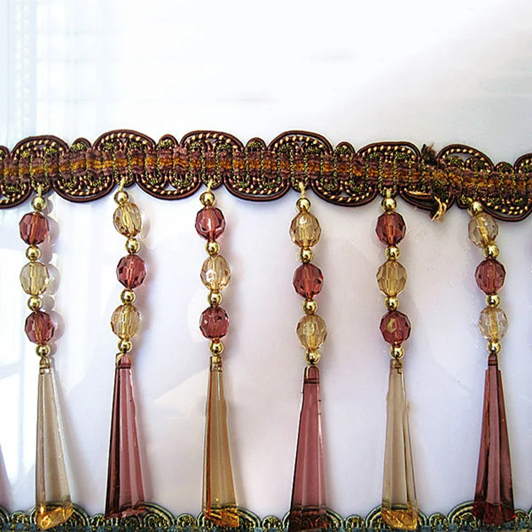 14.5CM LONG ACRYLIC BUGLE BEADS TRIM FRINGE TASSEL