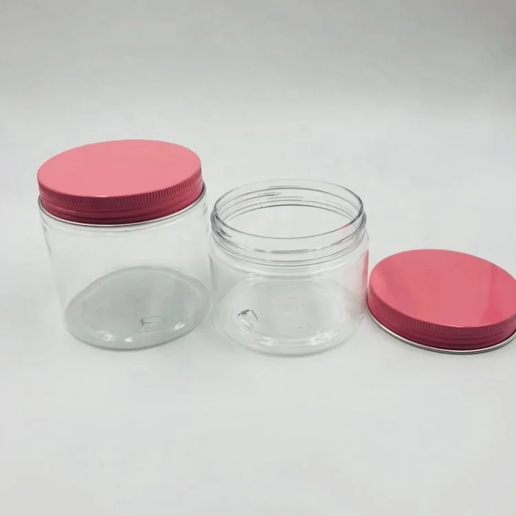 100g 150g 200g 250g 4oz clear plastic food grade cream jar with pink aluminum cap