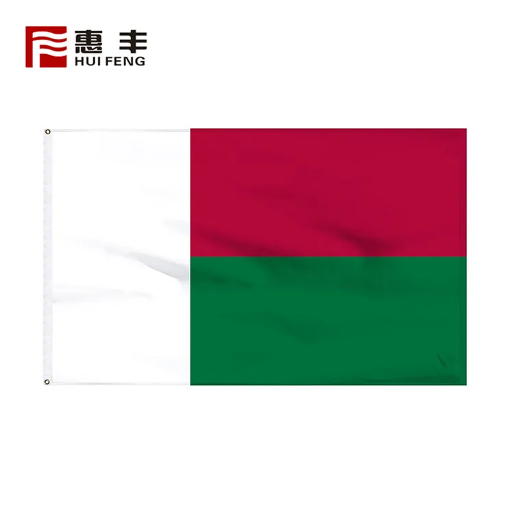 custom polyester red white green Madagascar flag printing , large custom Madagascar flags