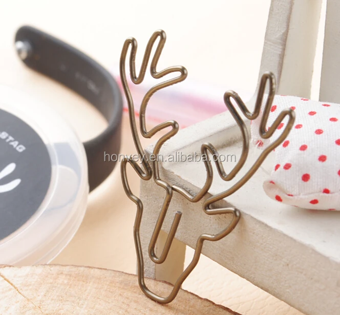 
8PCS/Lot Vintage Deer Elk Head Clip Metal Paper Clips Bookmark Pin Stationery Office Accessories Memo Clips 