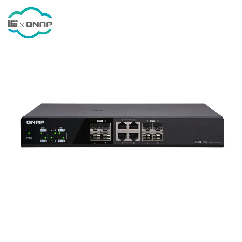 Qnap QSW-804-4C 8-Port Unmanaged 10GbE switch eight 10GbE SFP+ ports with a total of four 10GBASE-T ports