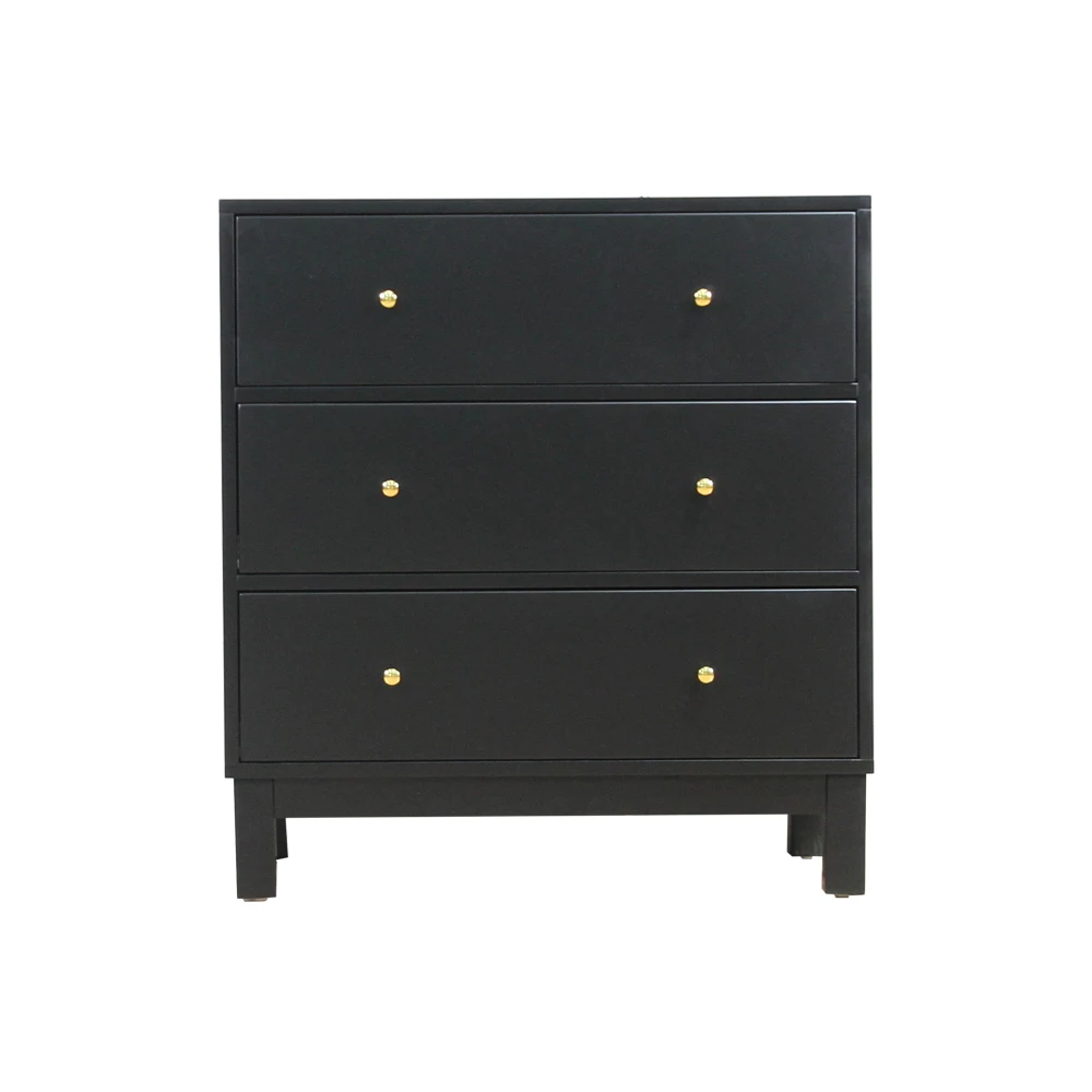 Custom made Australia 3 drawers black hand painted wooden MDF large chest of drawers