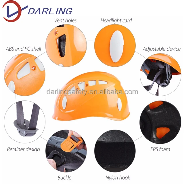 
Outdoor Safety Rock Climbing Helmet Tree Rigging Mountaineering Caving Rappelling Rescue Fall Arrest Hard Hat Gear Equipment 