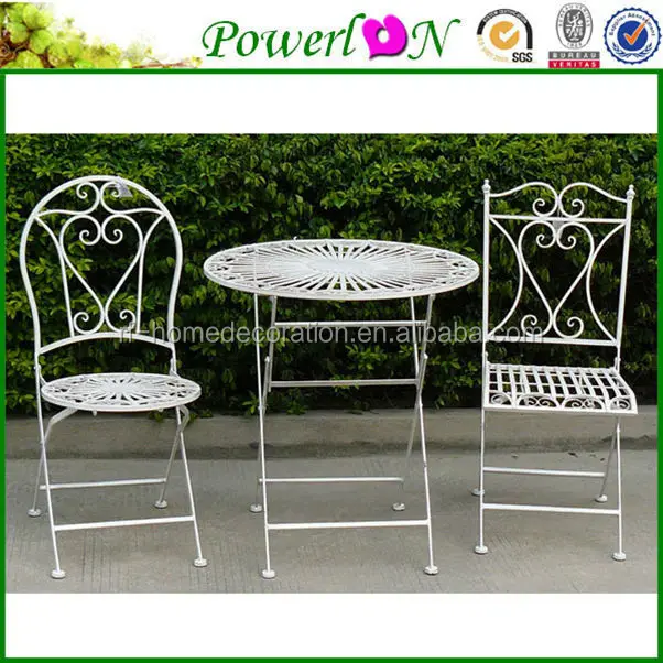 
High Quality Metal Mosaic Wood side Mosaic Garden Table And Folding Chair Set Outdoor Dining Furniture 