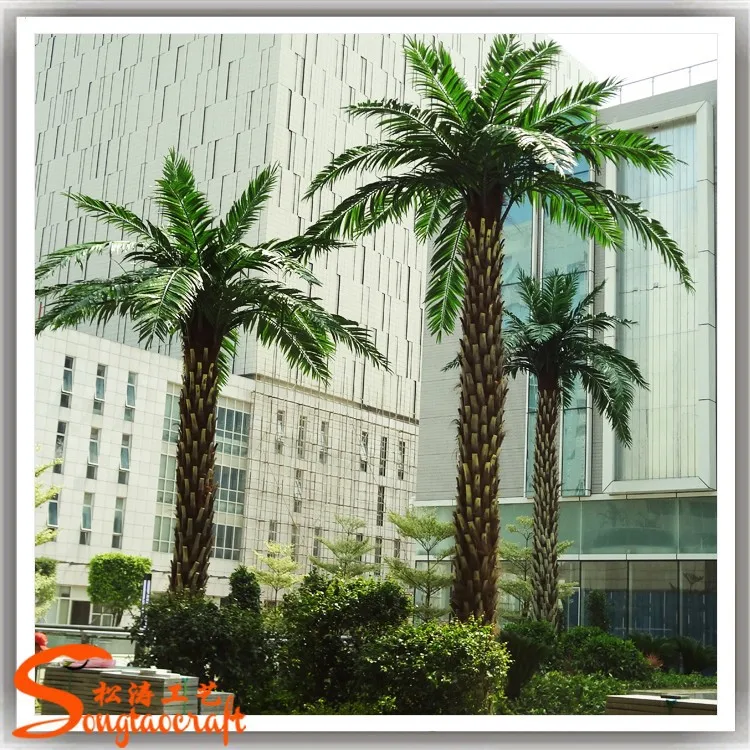 Plastic artificial royal sliver date palm tree plants dubai fake steel palm tree fabric leaves egypt for sale outdoor