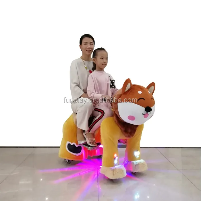 Shopping mall/games center motorized plush riding animals, battery operated walking horse toy