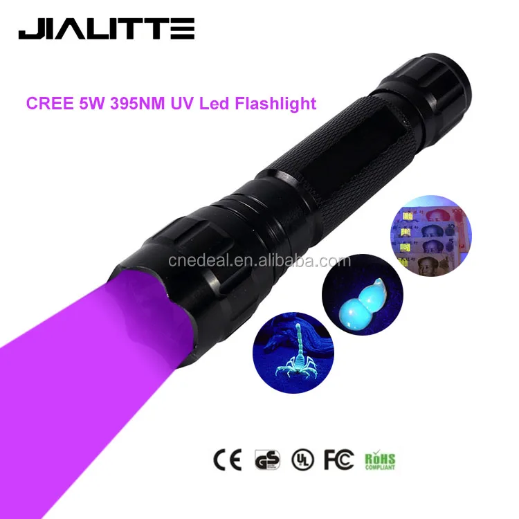 Jialitte F042 395nm Ultraviolet UV Blacklight Torch Best Scorpion Purple Light 5W Led UV Flashlight