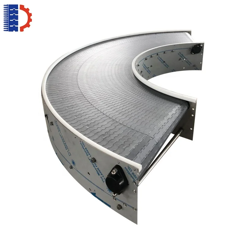 180-degree slat plastic chain conveyor u turn conveyor
