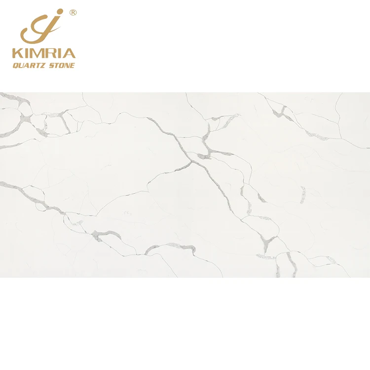 Custom design anti-scratch kitchen worktops white quartz stone slab countertop island top dining table