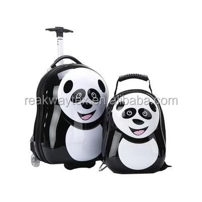 China Luggage Factory Supply 2pcs Children Cartoon Trolley Bag Set Panda Kids Travel Luggage