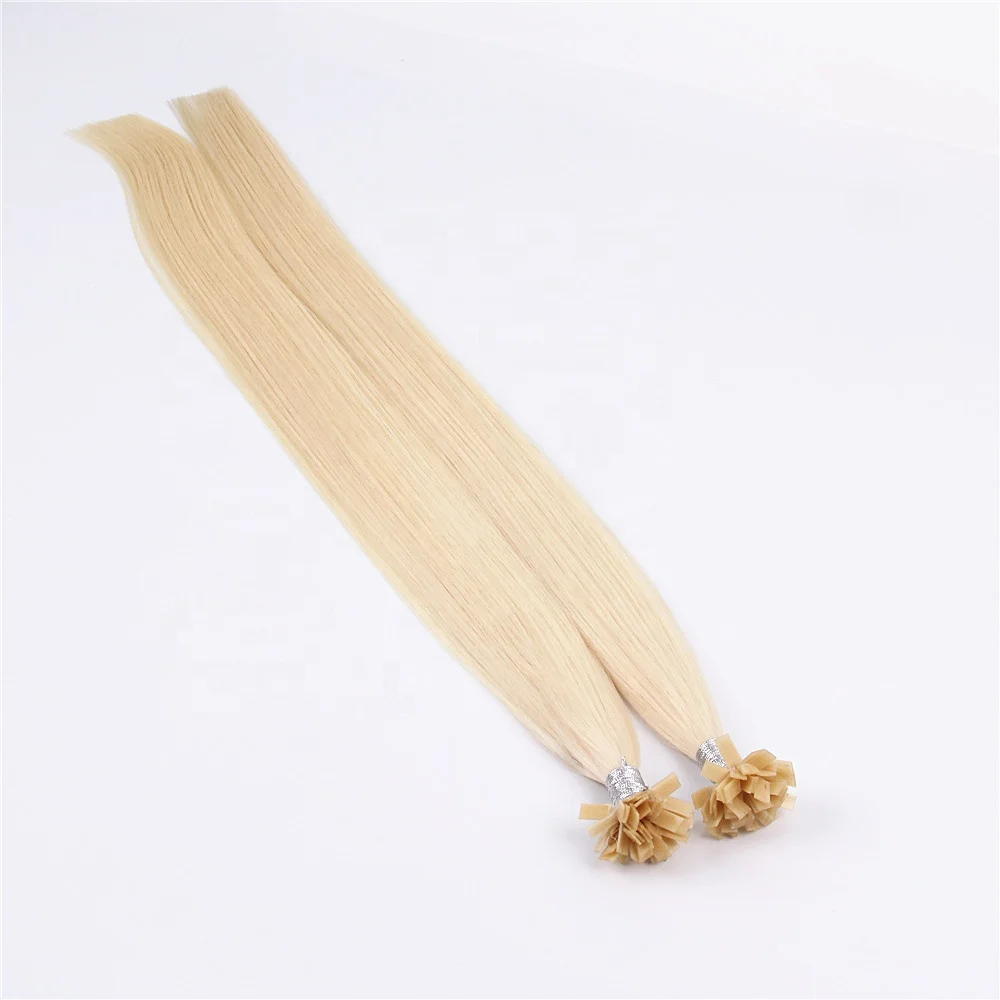 Russian Prebonded Cuticle Aligned Human Hair Virgin Blonde Flat Tip 100 Human Keratin Tip Remy Hair Extensions