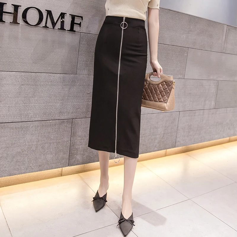 
2020 Plus Size Zipper Up Maxi Skirts Women Fashion Pencil Skirts Office Wear 