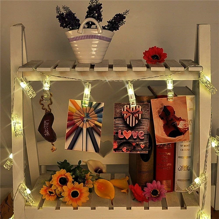 Hand Made Led Photo Clip Flash Holiday Festival Decorative String Window Dressing Battery Operated Light