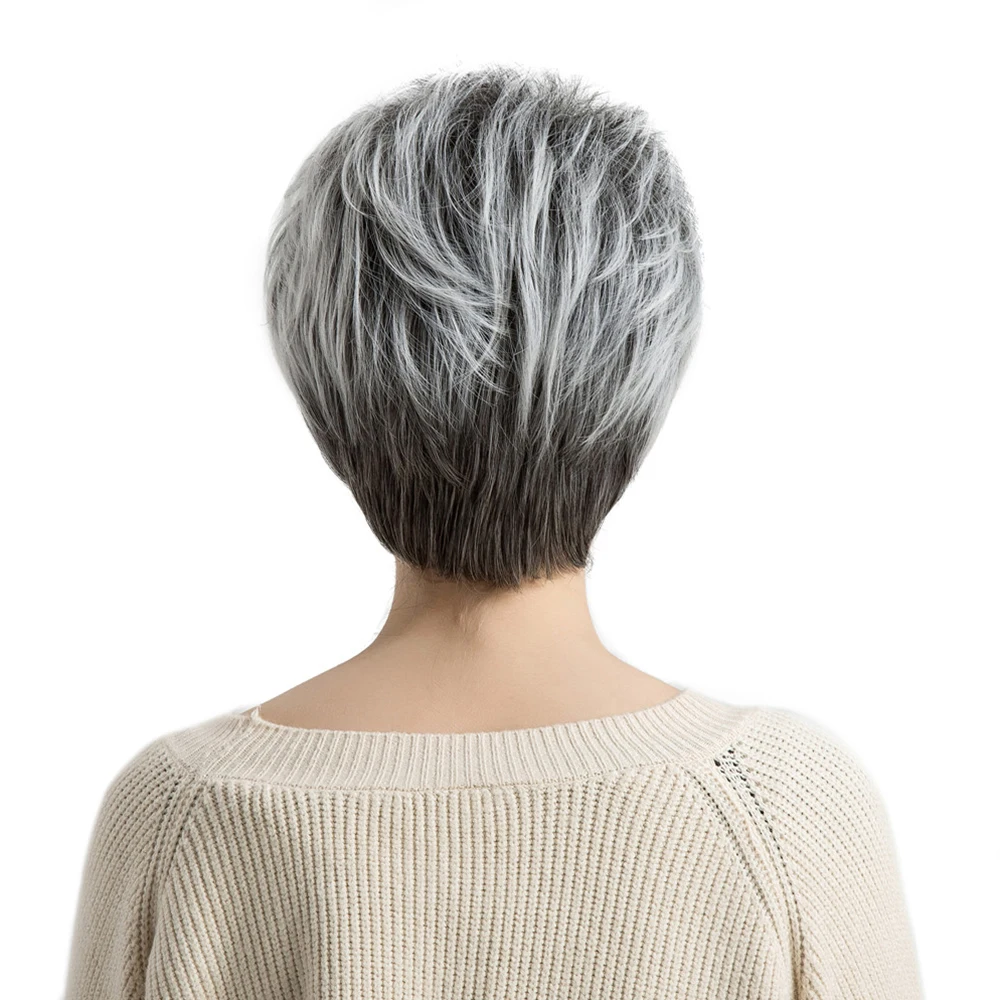 
BVR Grey And White Short Hair Synthetic Hair For Wig Making 