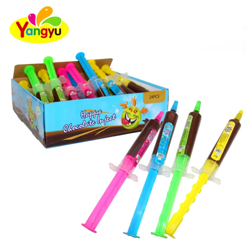 Halal candy chocolate flavor funny injector chocolate jam candy