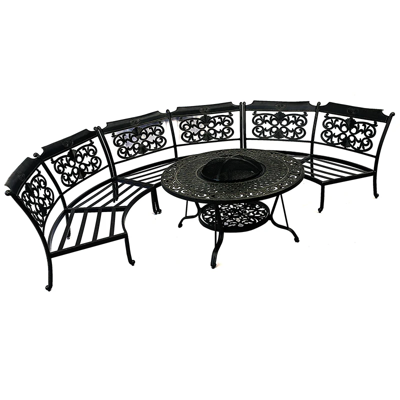 dining table with fire pit in middle  outdoor table  fire table
