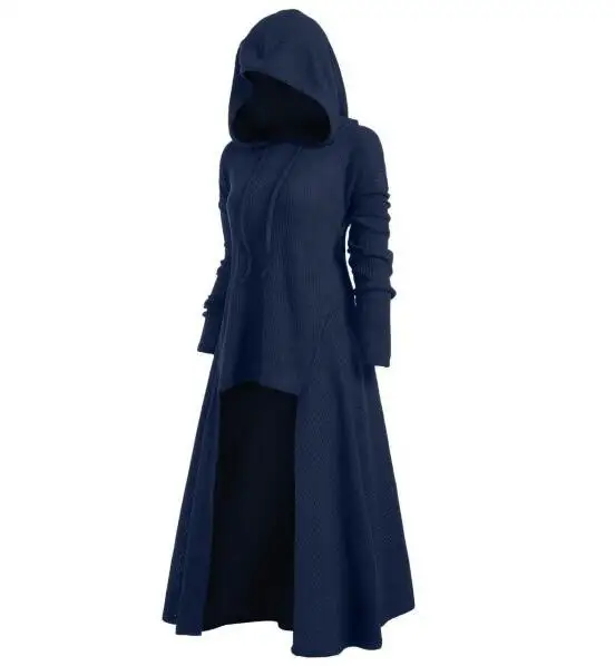 ecowalson Womens Gothic Punk Asymmetric Hem Long Sleeve Loose Hoodies Dress Cloak Costumes Vintage High Low Sweatshirts