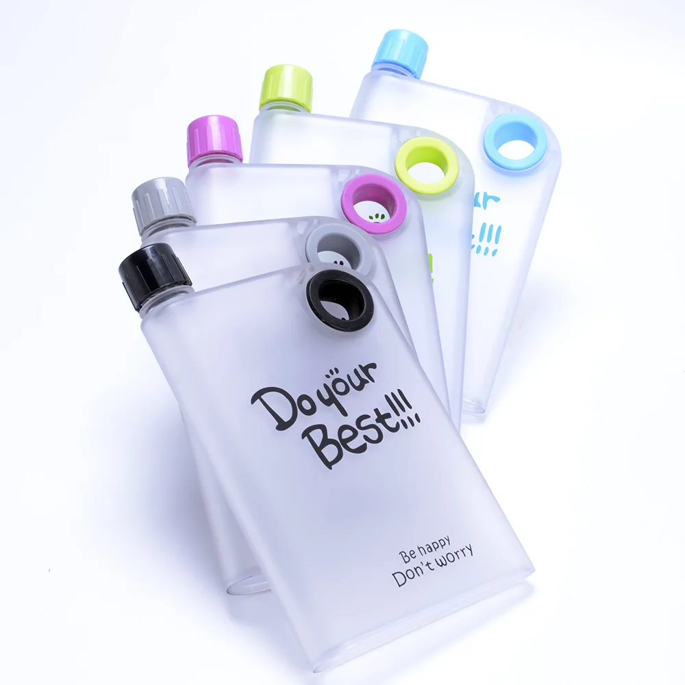 
BPA free plastic flat notebook water bottle A4 A5 380ml/450ml easy to carry 
