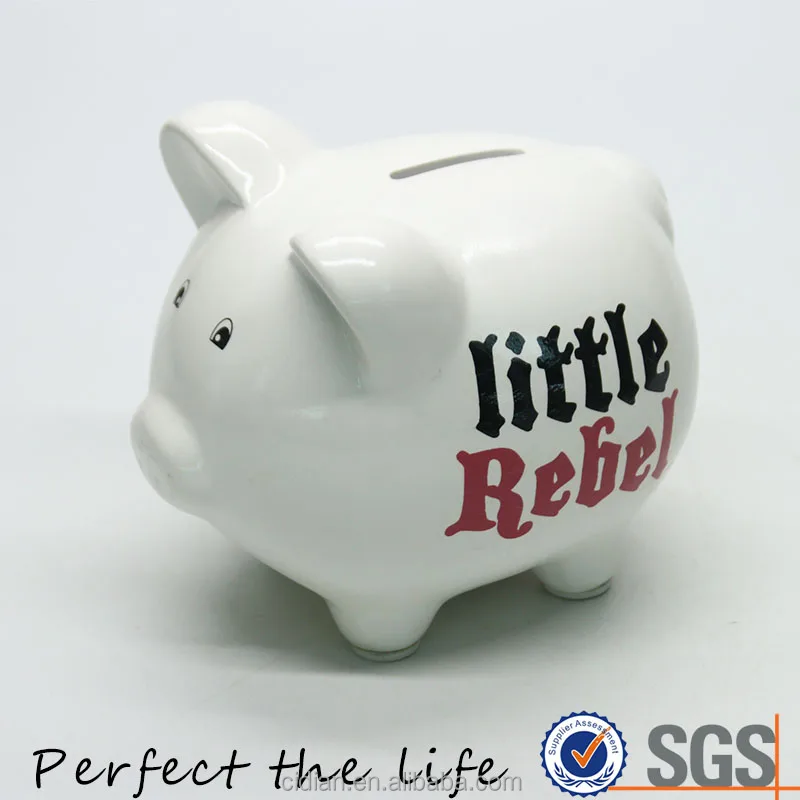 Керамическая Белая деньги банки с большим слова печать для подарка
