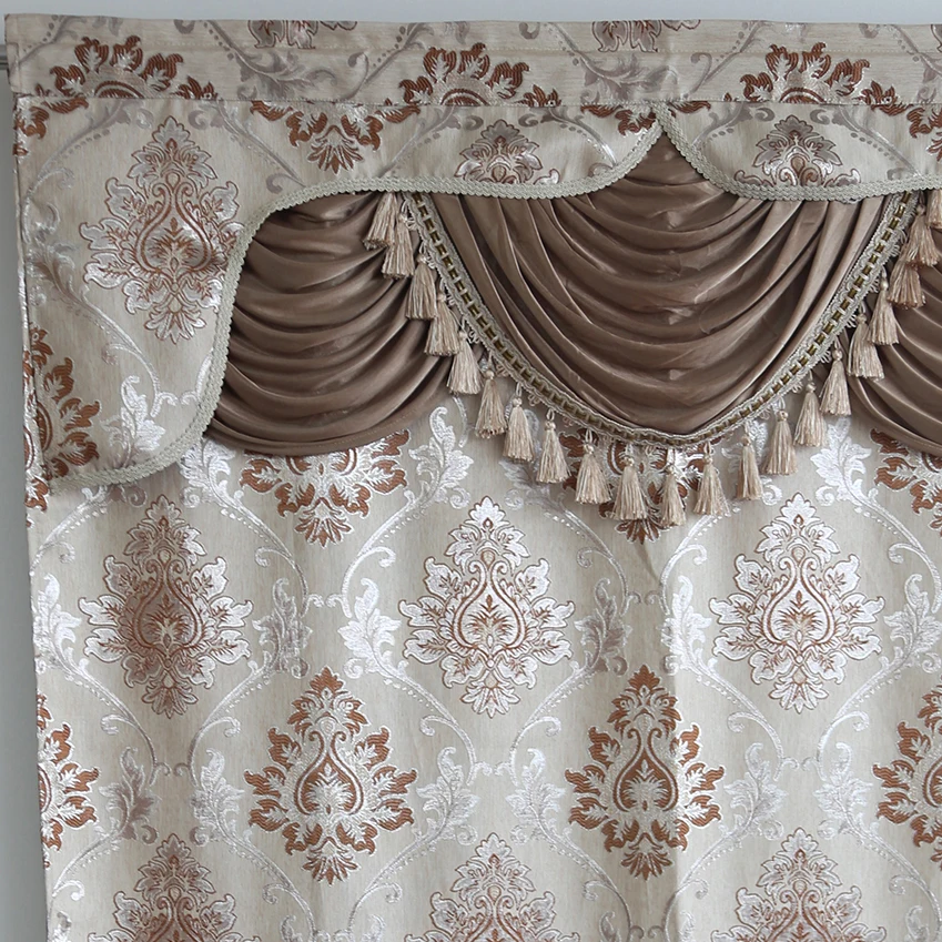 Luxury window treatments living room jacquard curtain with valance (60489683050)
