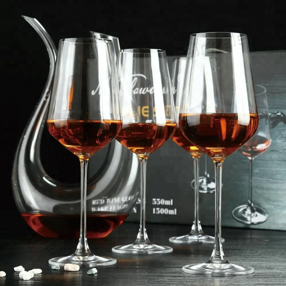 Bulk Wine Gift Crystal Handmade Wine Goblet Glass Aerator Decanter Set of 5