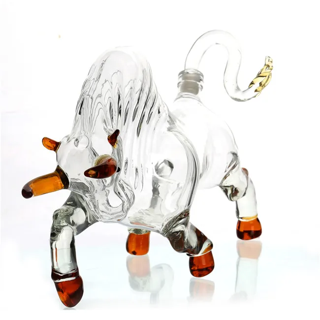 Jia Teng 1000ml Bull Shaped Liquor Decanter Glass Decanter for Alcohol - Vodka, Rum, Bourbon, Wine, Whiskey, Tequila