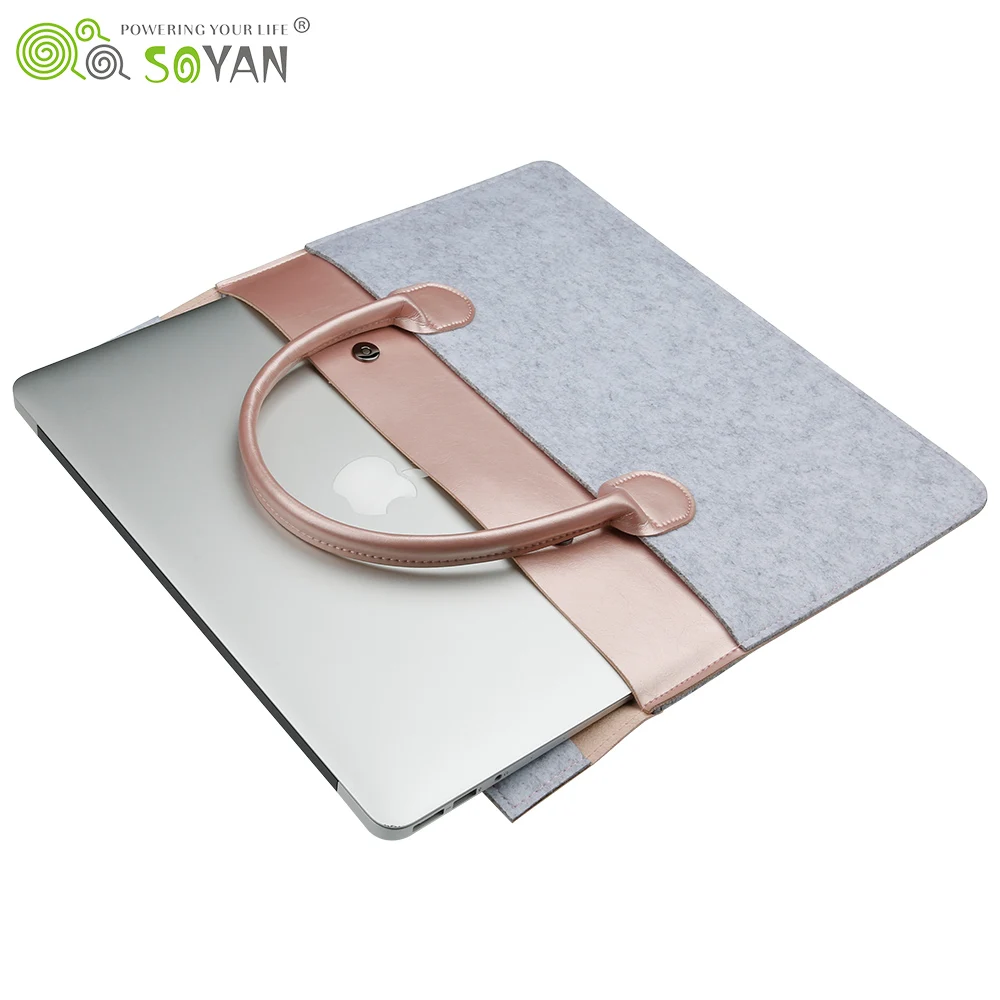 Soyan New Portable Office Felt Fancy Soft Luggage Laptop Bag 13 14 Inch For Macbook Air Case