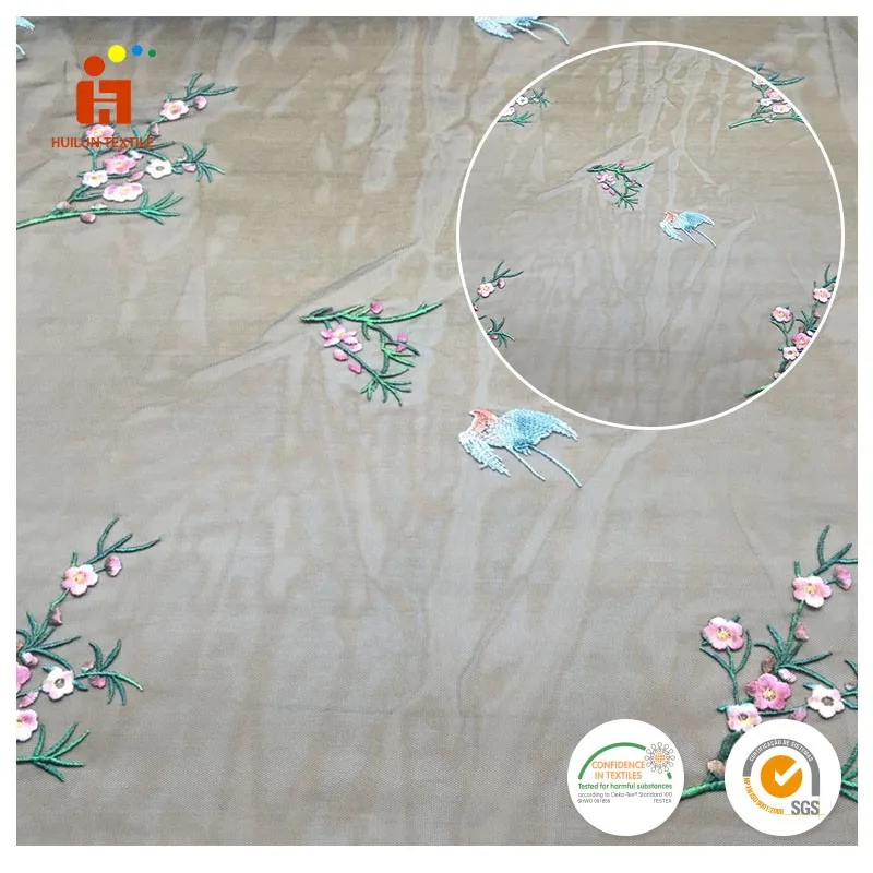 Hot sale fancy design dubai beautiful flower net embroidery fabric