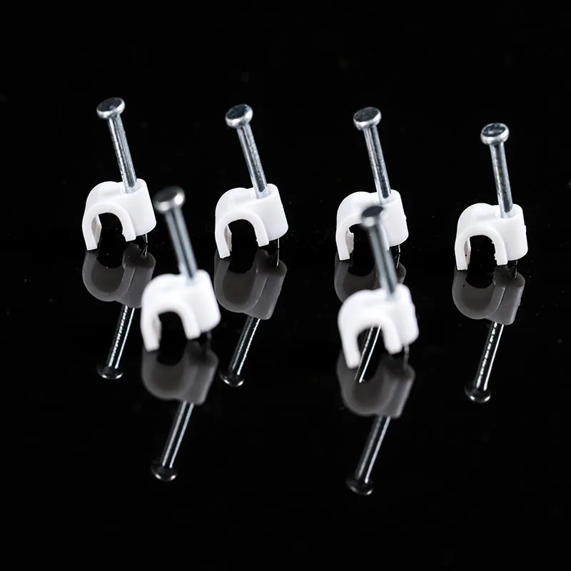 Hot sale plastic round cable clips with nail/good quality electric  cable clip