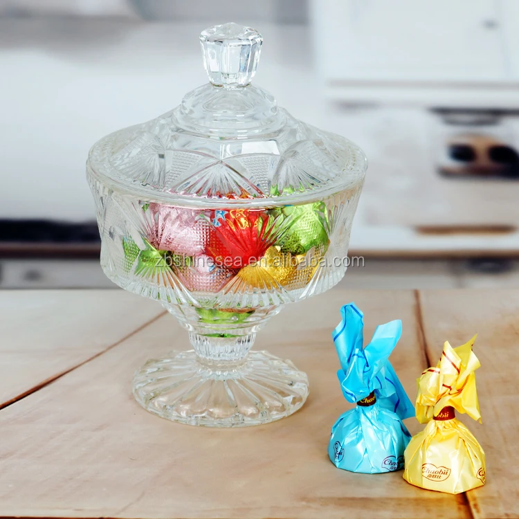 
decorative glass candy jar with glass lid table decanter 