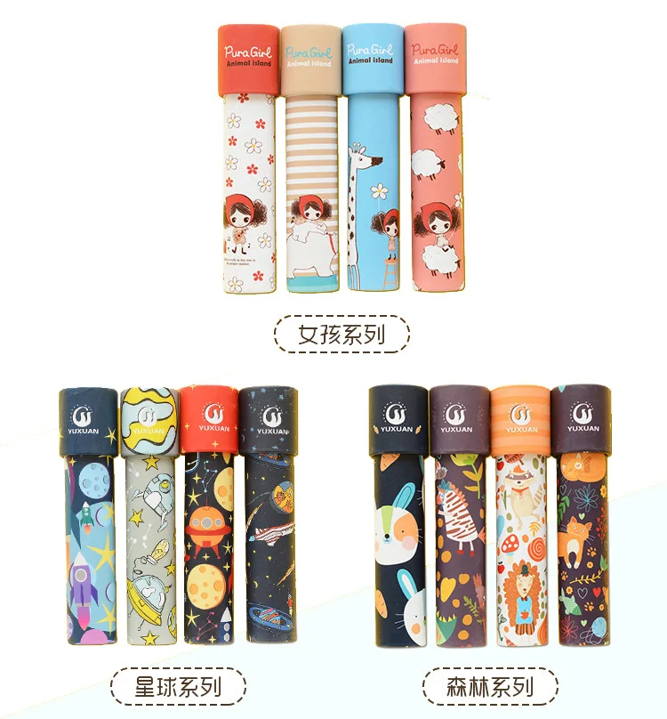 Оптовая продажа, креативные игрушки, мультяшный калейдоскоп, детские развивающие игрушки, вращающийся калейдоскоп, волшебные кубики, натуральный деревянный цвет