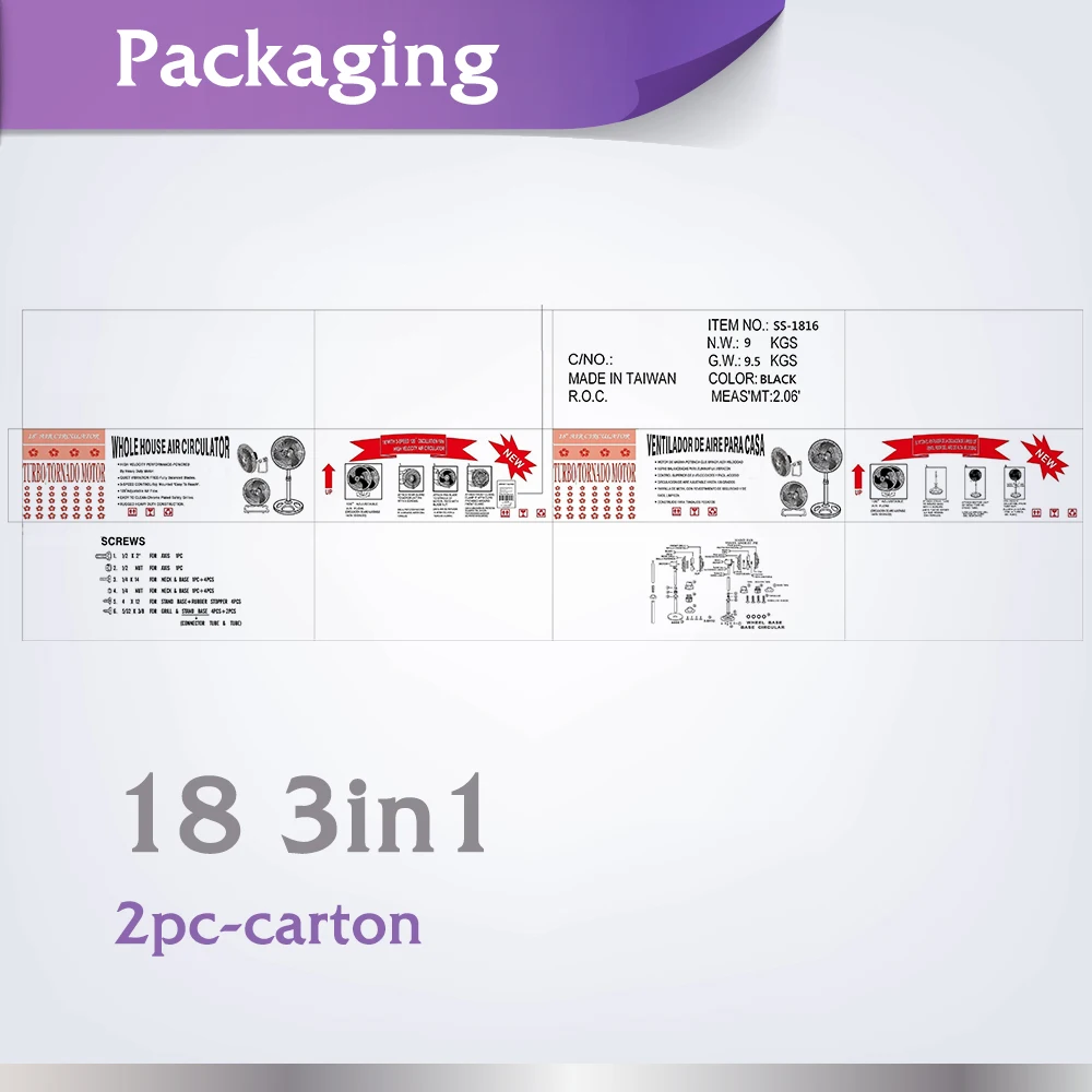 Taiwan Manufacturer Oscillation Regular 3in1 fans  SS-1816BSDW for home use