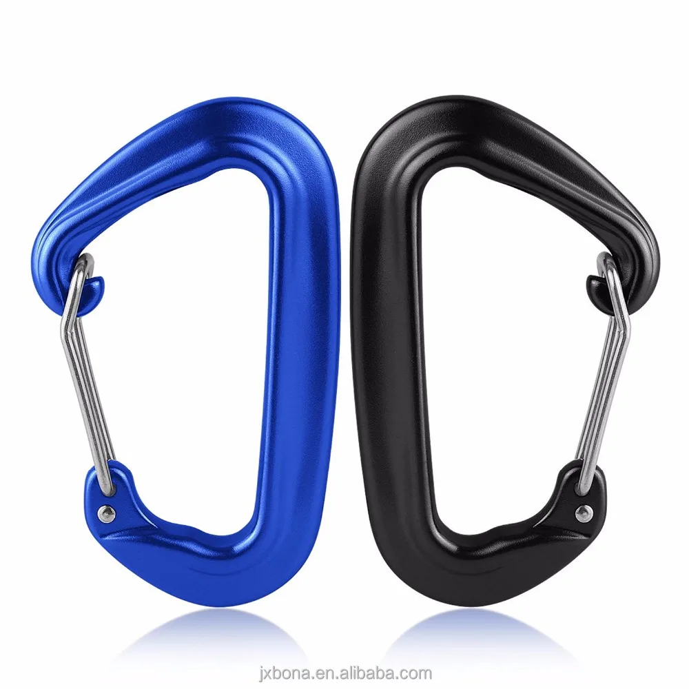 Heavy Duty Lightweight Carabiner Clips D shape wire gate Snap Hook Aluminum hammock climbing carabiner with 12KN