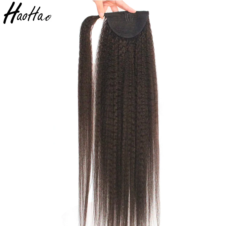 Large Stock Wholesale No Tangle No Shedding Kinky Straight Human Hair Ponytail