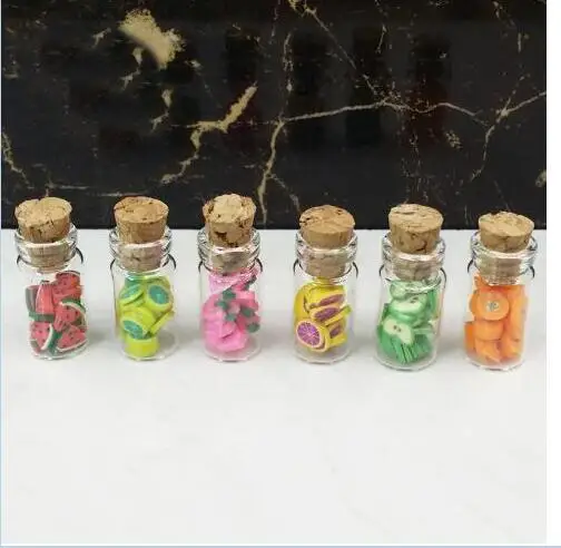
1:12 Doll House Mini Food Accessories Fruit Slices Glass Bottle with Cork Cans 