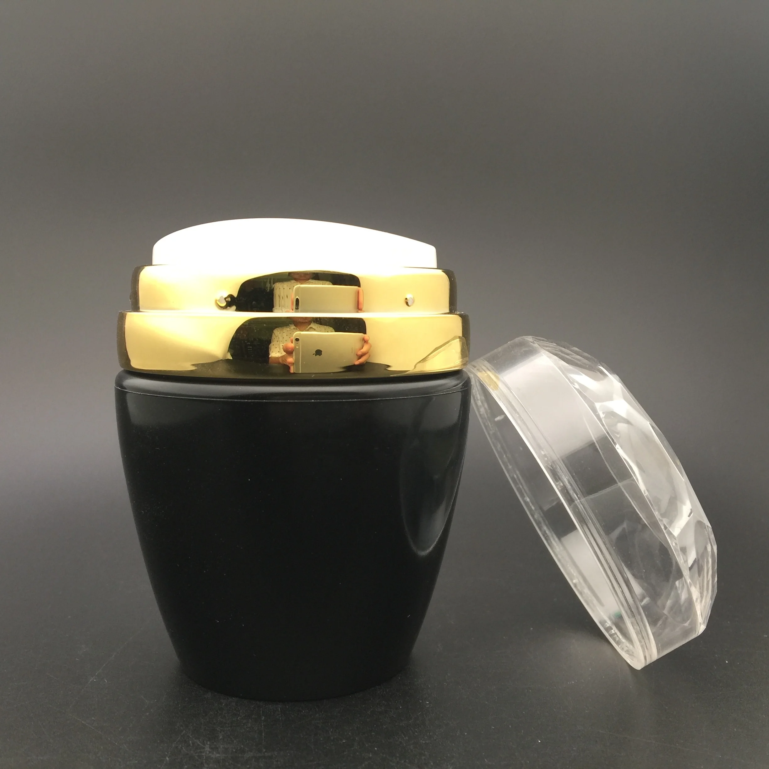 30g 50g luxury acrylic black and gold cosmetic cream airless jar