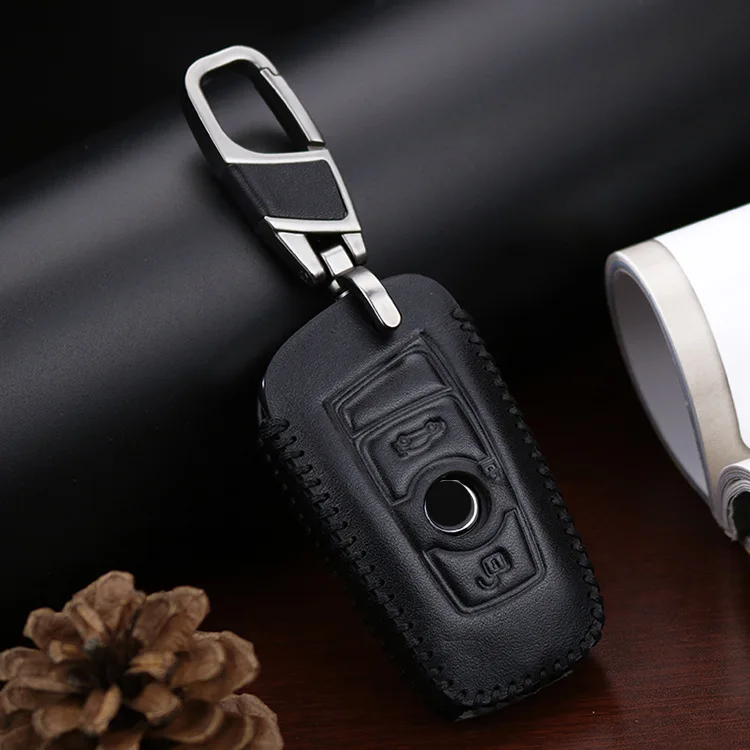 Genuine Leather Car Key Cover Key Holder Car Keyring Keychain suitable for BMW and other car models