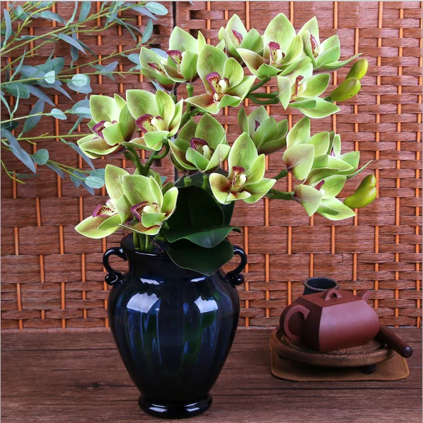 New products artificial real touch silk orchid flower cymbidium orchid silk flower