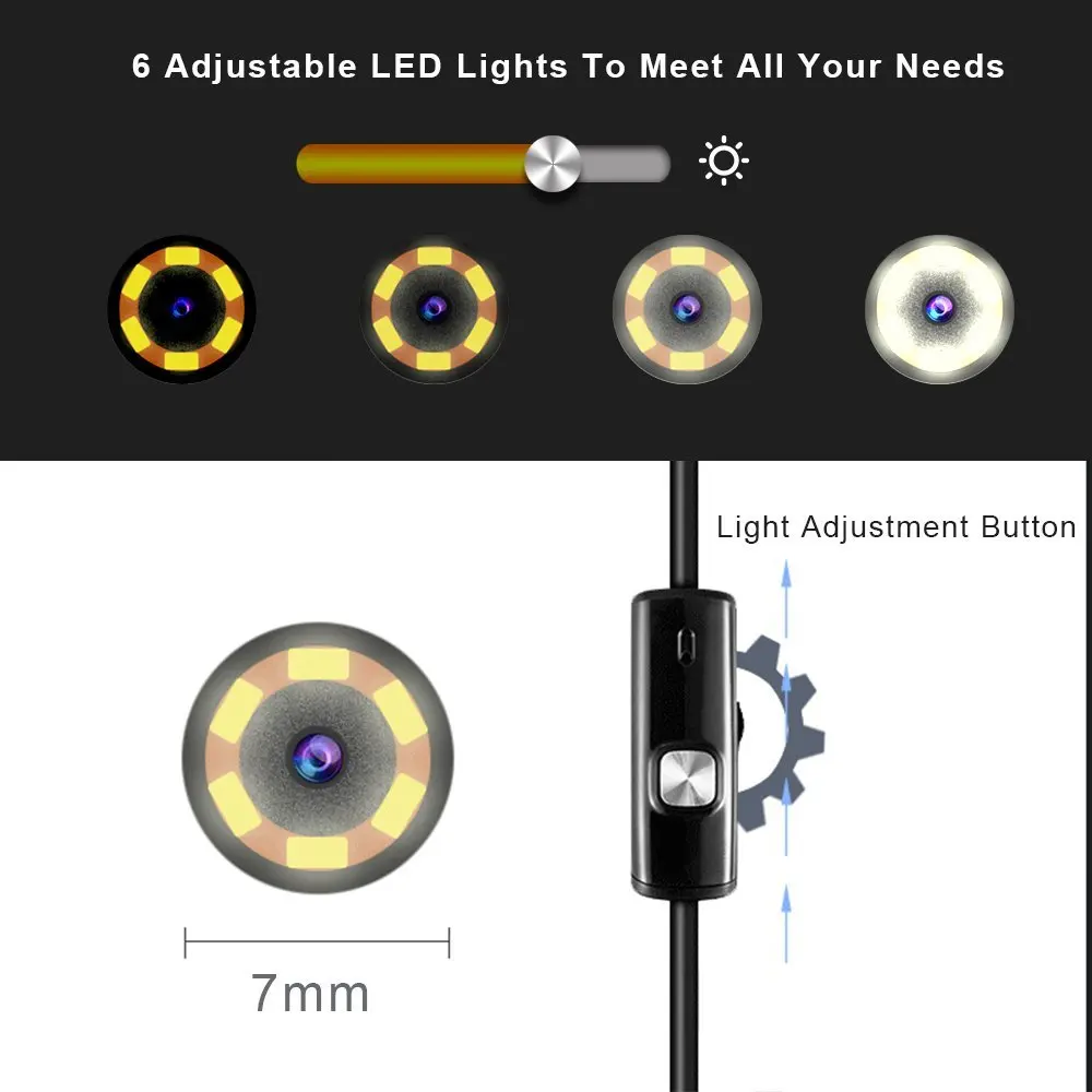 Newest 6 LED wifi 720P WIFI Borescope endoscope inspection camera for iphone 1m soft wire