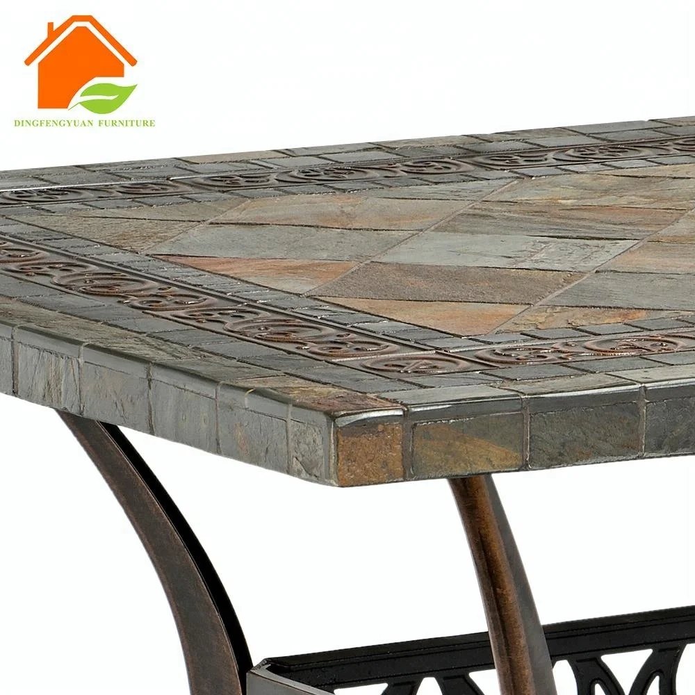 Ceramic Tile Top 3 Layer Outdoor Powder Coating Cast Aluminium Table