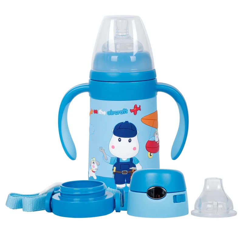 PINKAH Vacuum Insulated Stainless Steel Baby Feeding Bottle Nipple Duckbill Nozzle 3 in 1 Multi-functional Kids Water Bottle
