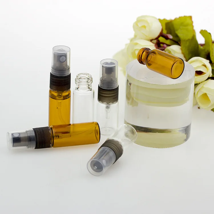 3ml 5ml clear small pocket spray glass bottle with pump dispenser